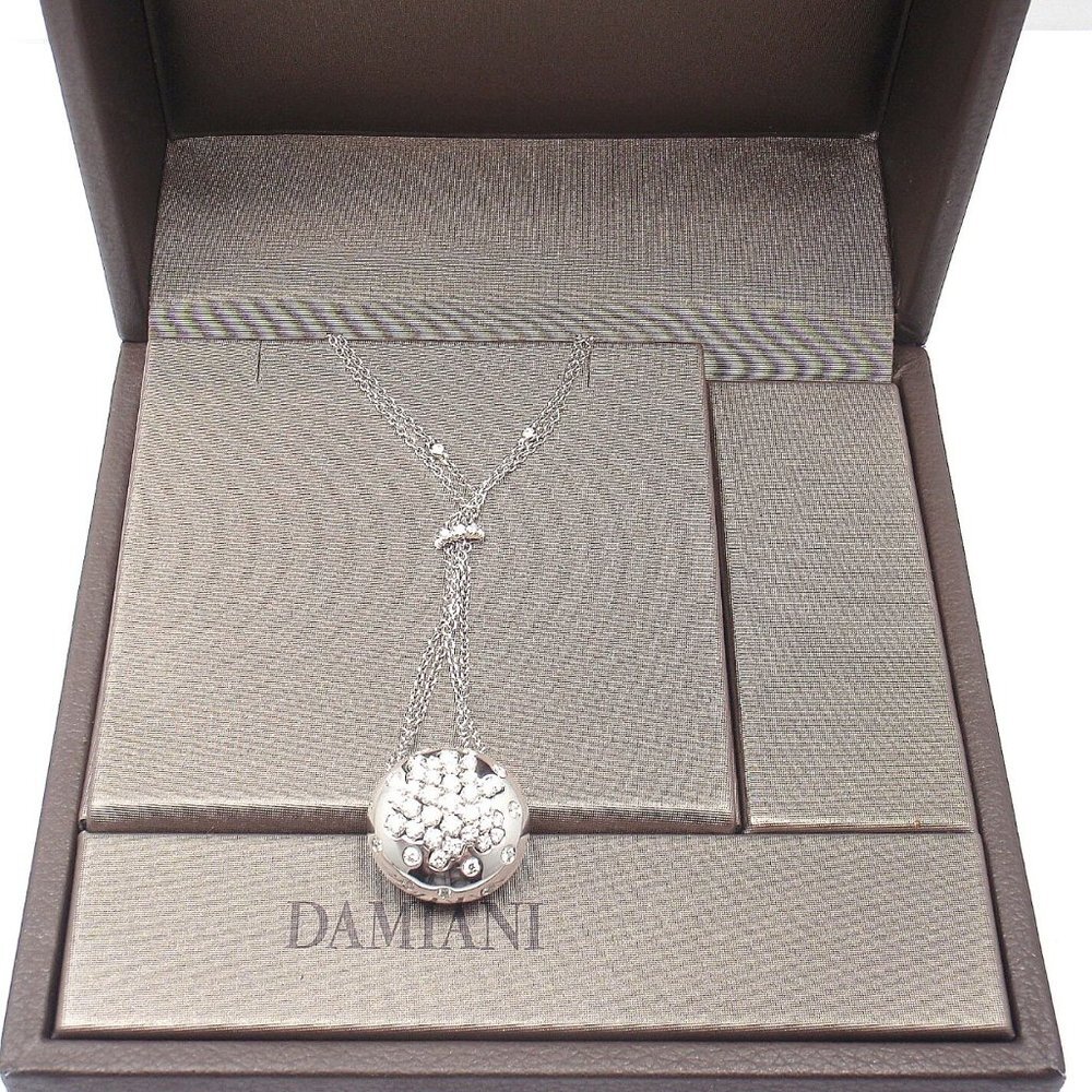 Authentic Damiani 18k White Gold Diamond Drop Cluster Pendant Necklace - Picture 12 of 12